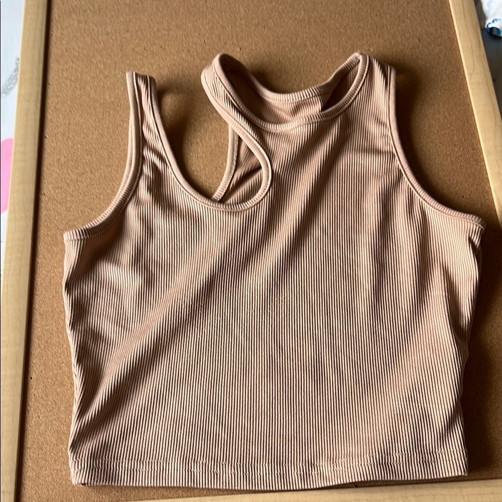 Ribbed Tan Sleeveless Top